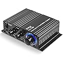 Pyle Home Mini Audio Amplifier - 60W Portable Dual Channel Surround Sound HiFi Stereo Receiver w/ 12V AC Adapter, AUX, MIC IN, Supports Smart Phone