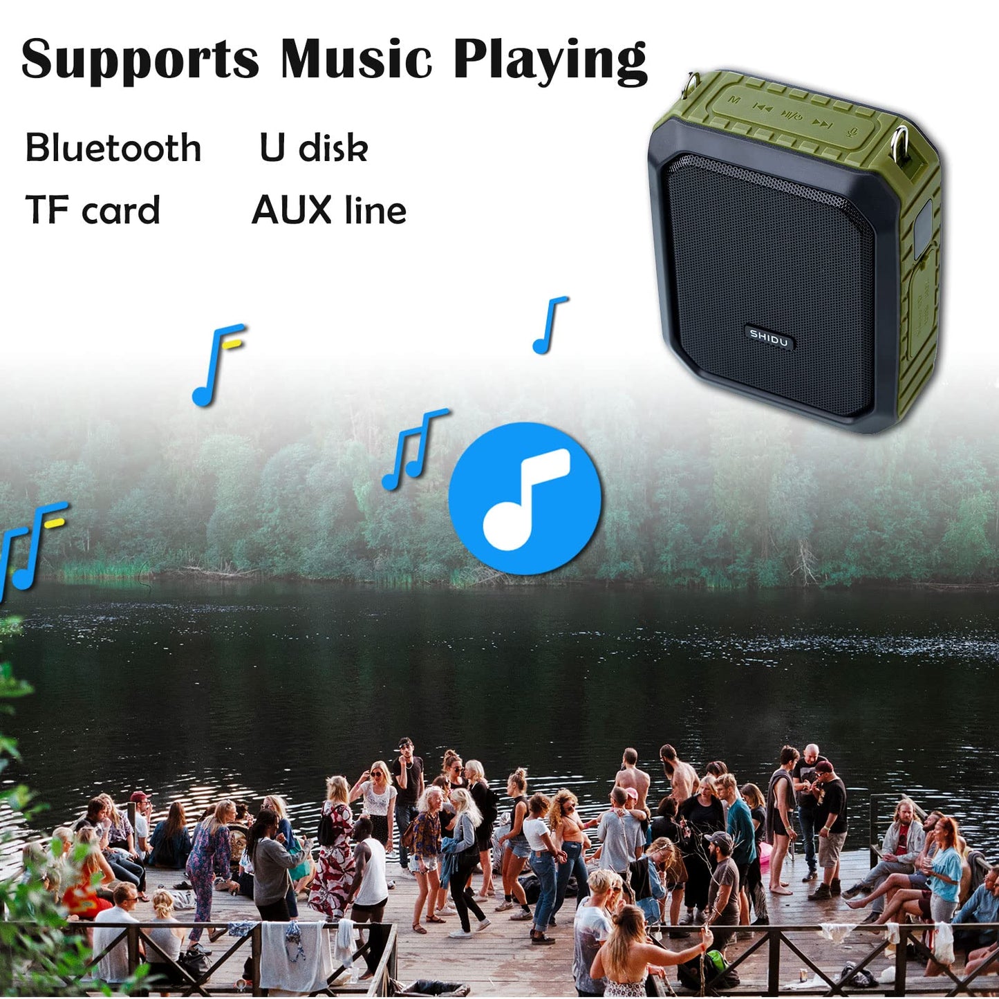 Voice Amplifier with Wireless Headset Mic - 18W 4400mAh Rechargeable Mini Pa System, Bluetooth 4.2, Waterproof IPX5 Portable Speaker for Teacher
