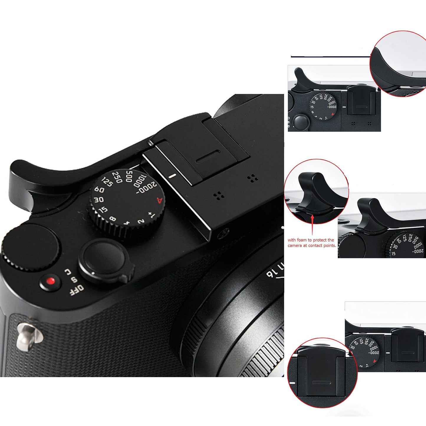 YEWOOP LQ/P-G Thumb Stand Metal Thumbs Up Grip Compatible with Leica Q-P Q(Typ116) Better Balance & Grip Convenience, Camera Black Hand Grip (Black