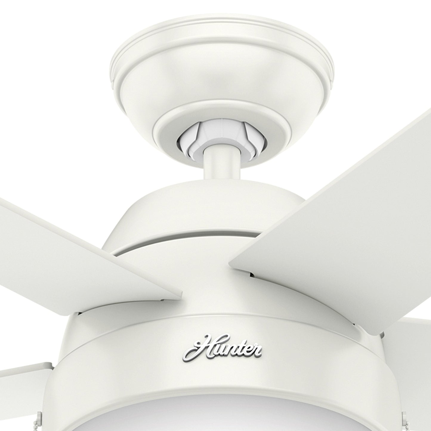 Hunter Fan 46 inch Contemporary Low Profile Ceiling Fan with Light Kit in Fresh White (Renewed)