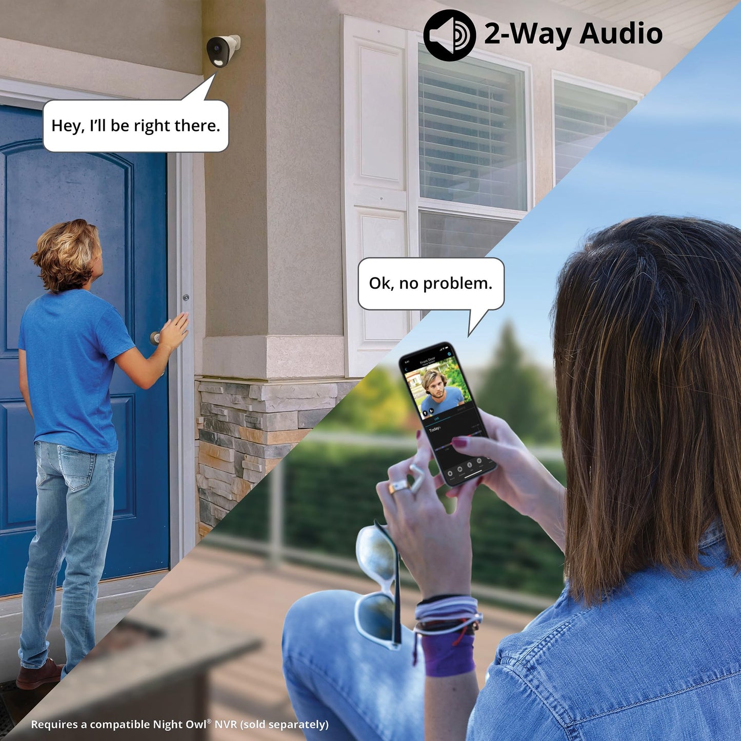 Night Owl Add On Wired IP 4K HD Indoor/Outdoor Deterrence Camera with 2-Way Audio (1-Pack) - Camera Cable Not Included (Requires Compatible NVR - Sold