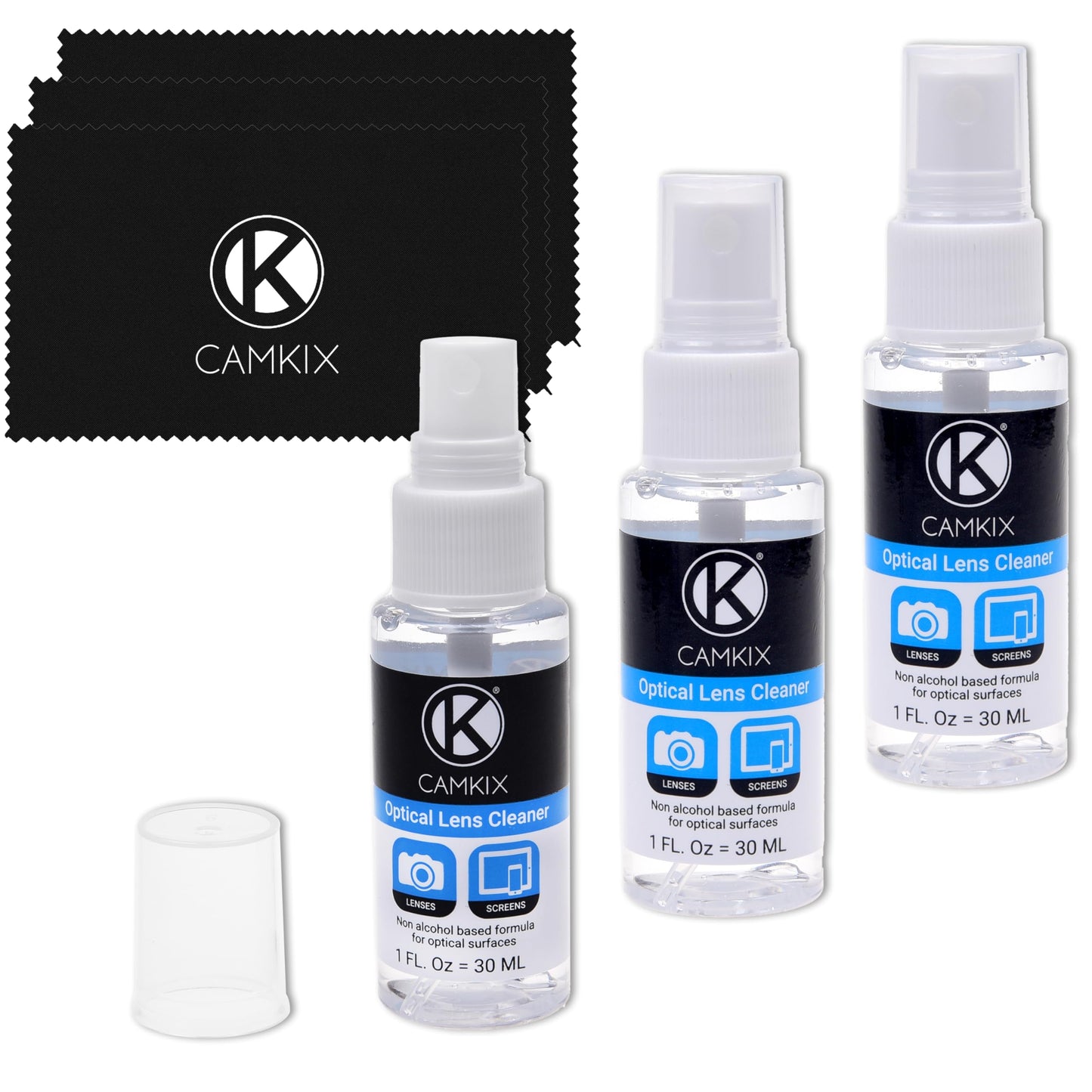Lens and Screen Cleaning Kit - 3X Cleaning Spray, 3X Microfiber Cloth - Perfect to Clean The Lens of Your DSLR Camera (3 Bottles)