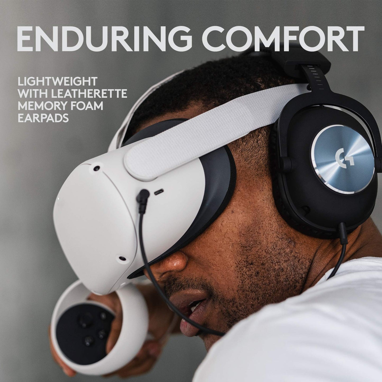 Logitech G PRO Gaming Headset for Oculus Quest 2 - Oculus Ready - Custom-Length Cable - PRO-G Precision Gaming Audio Driver - Steel and Aluminum Build