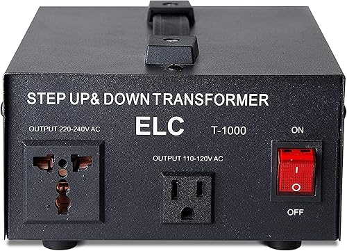 ELC T Series 1000 Watt Voltage Converter Transformer - Step Up/Down - 110v to 220v / 220v to 110v Power Converter - Circuit Breaker Protection, CE…