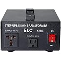 ELC T Series 1000 Watt Voltage Converter Transformer - Step Up/Down - 110v to 220v / 220v to 110v Power Converter - Circuit Breaker Protection, CE…