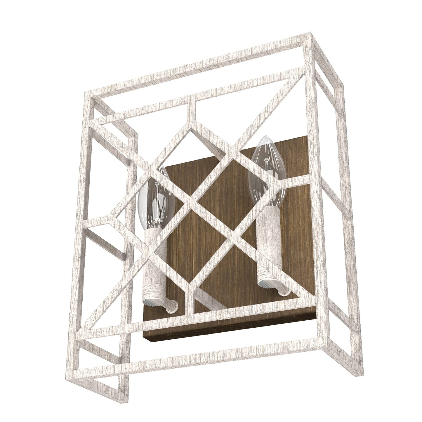 Hunter - Langwood 2-Light Distressed White, Medium Size Sconce Light, Dimmable, Rustic Style, for Bedrooms, Kitchens, Foyers, Bathrooms - 19336