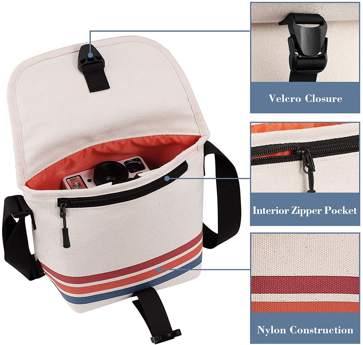 FINTIE Crossbody Camera Bag Compatible with Polaroid Now+ Generation 3rd/2nd/1st I-Type, Polaroid Flip, OneStep 2 VF, I-2 Instant Film Camera Travel