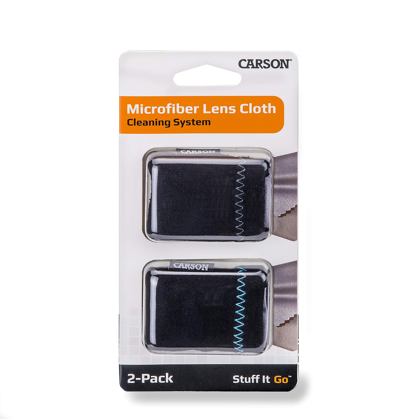 Carson Stuff-It Go Microfiber Lens Cloth Cleaning System - 2 Pack (SN-10AM), Black