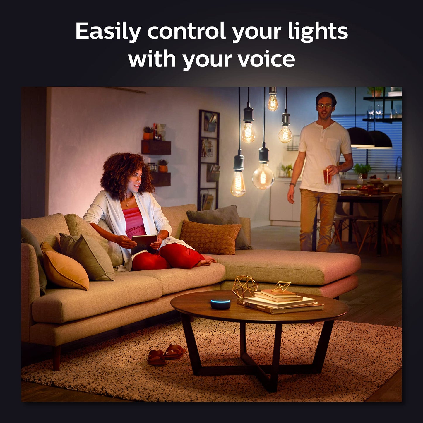 Philips Hue Smart 60W G25 Filament LED Bulb - White Ambiance Warm-to-Cool White Light - 2 Pack - 550LM - E26 - Indoor - Control with Hue App - Works