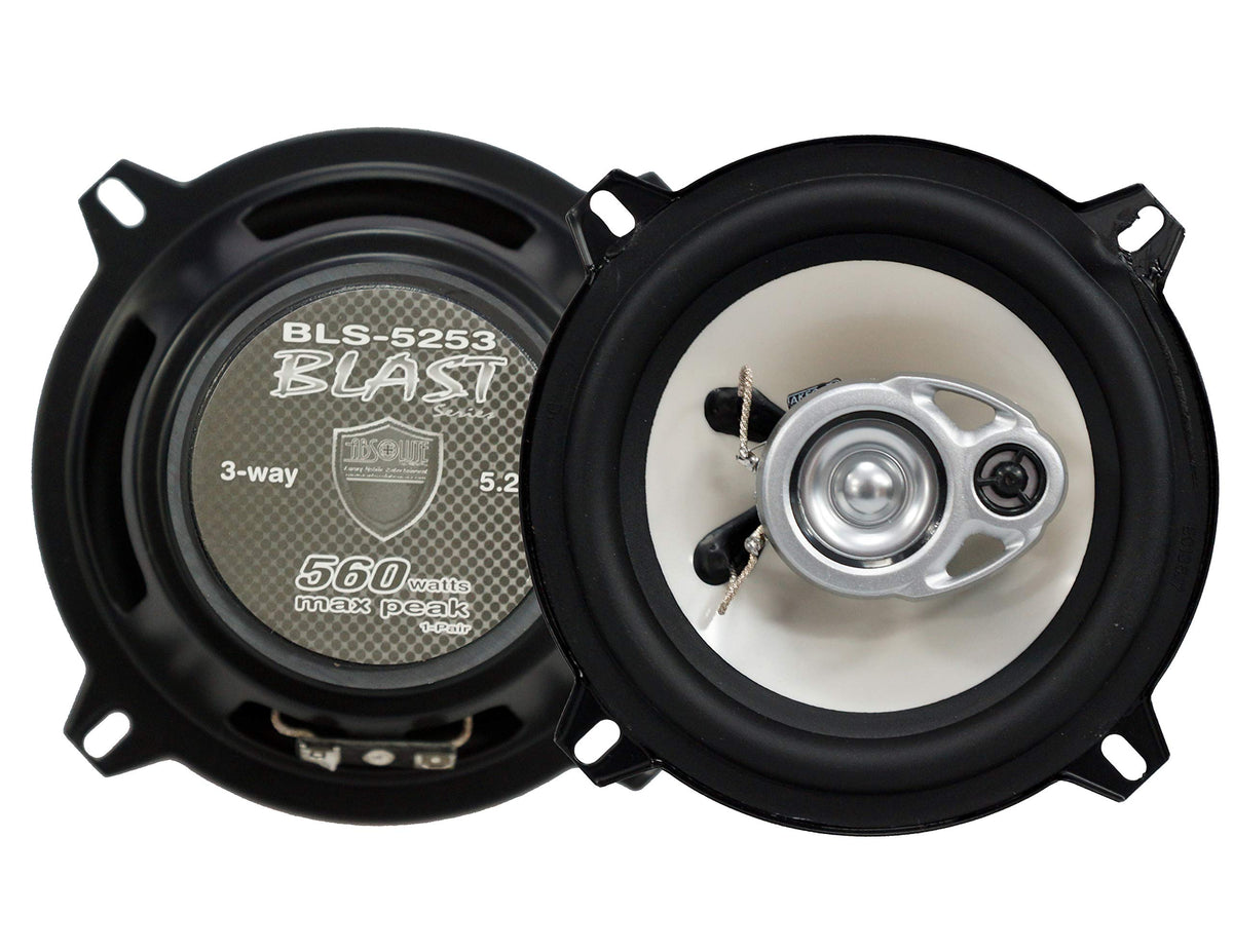 Absolute USA 4 X BLS-5253 Blast Series 5.25 Inches 3 Way Car Speakers 560 Watts Max Power, Model Number: 4BLS5253