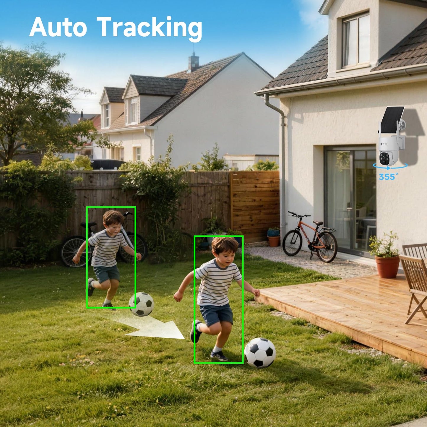 yeewise 2K NightColor Solar Security Camera, Wireless Pan & Tilt Battery Camera with Auto Tracking, Dual-Band Wi-Fi 6, Smart PIR Motion Detection