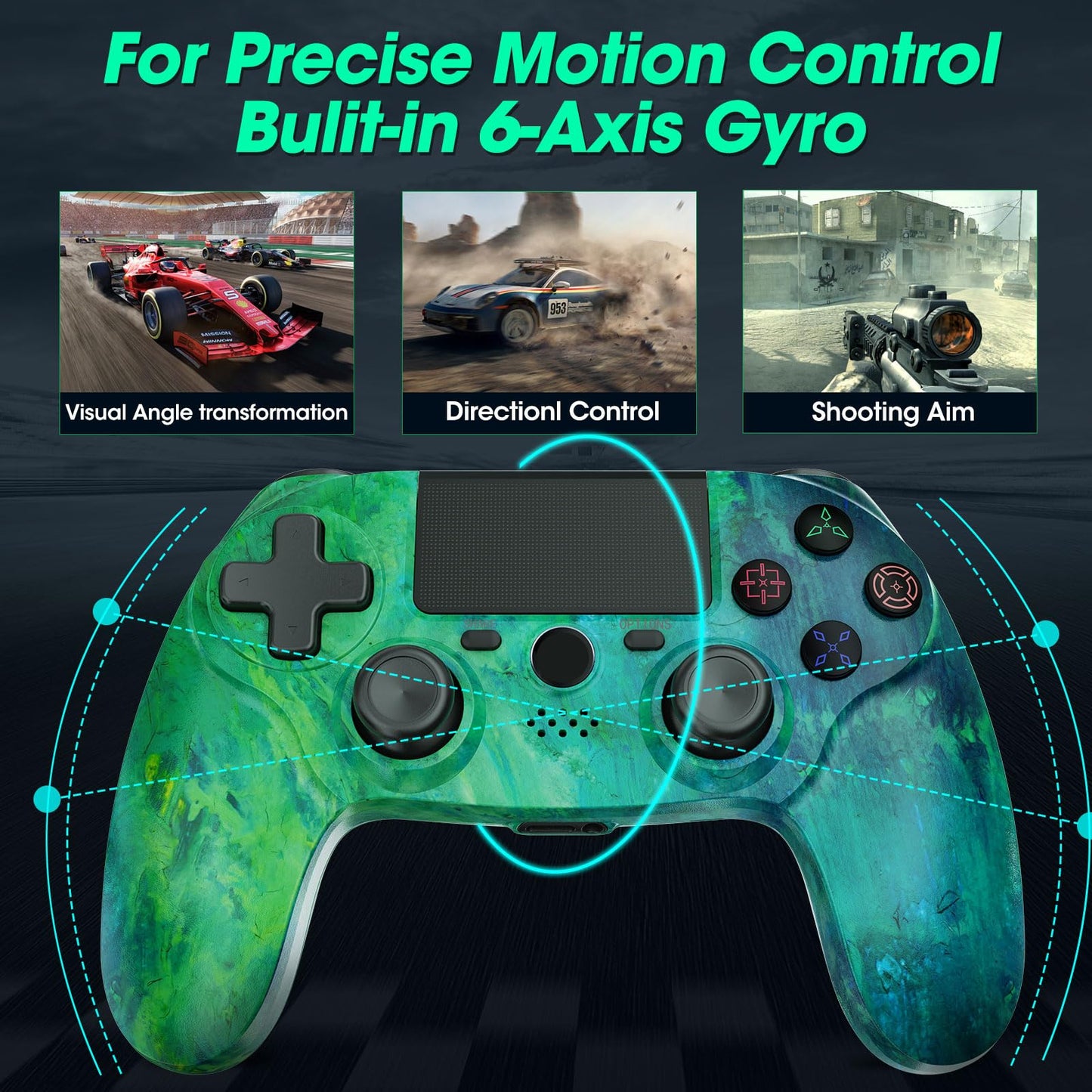 citnh Controller Wireless for PS4,compatible with ps4/slim/pro and windows pc 6-Axis Gyro/Multi Touch Pad/3.5mm Audio Jack/800mAh Battery and Speaker