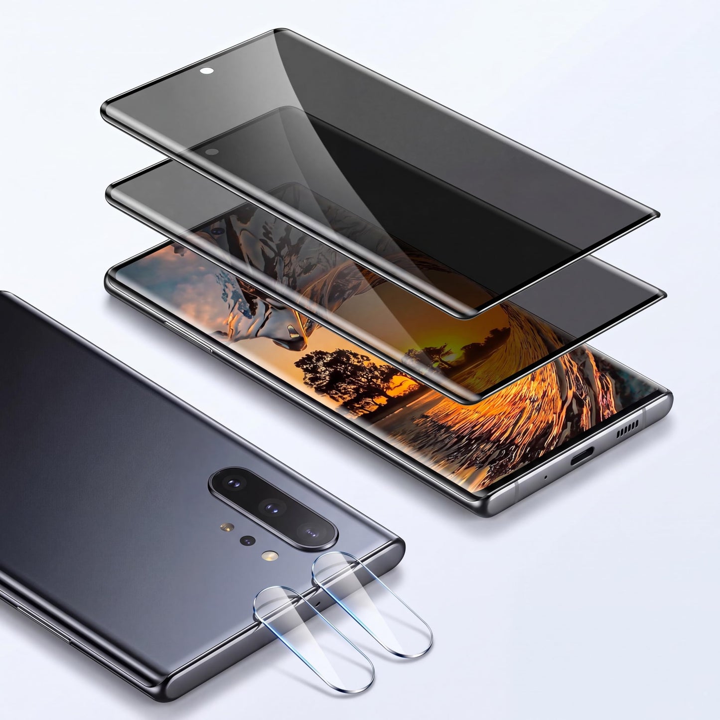 2+2 Pack for S22 Plus Screen Protector and Camera Lens Protector, Tempered Glass, Anti Glare, 3D Full Coverage, Easy Installation, No Bubbles, for S22