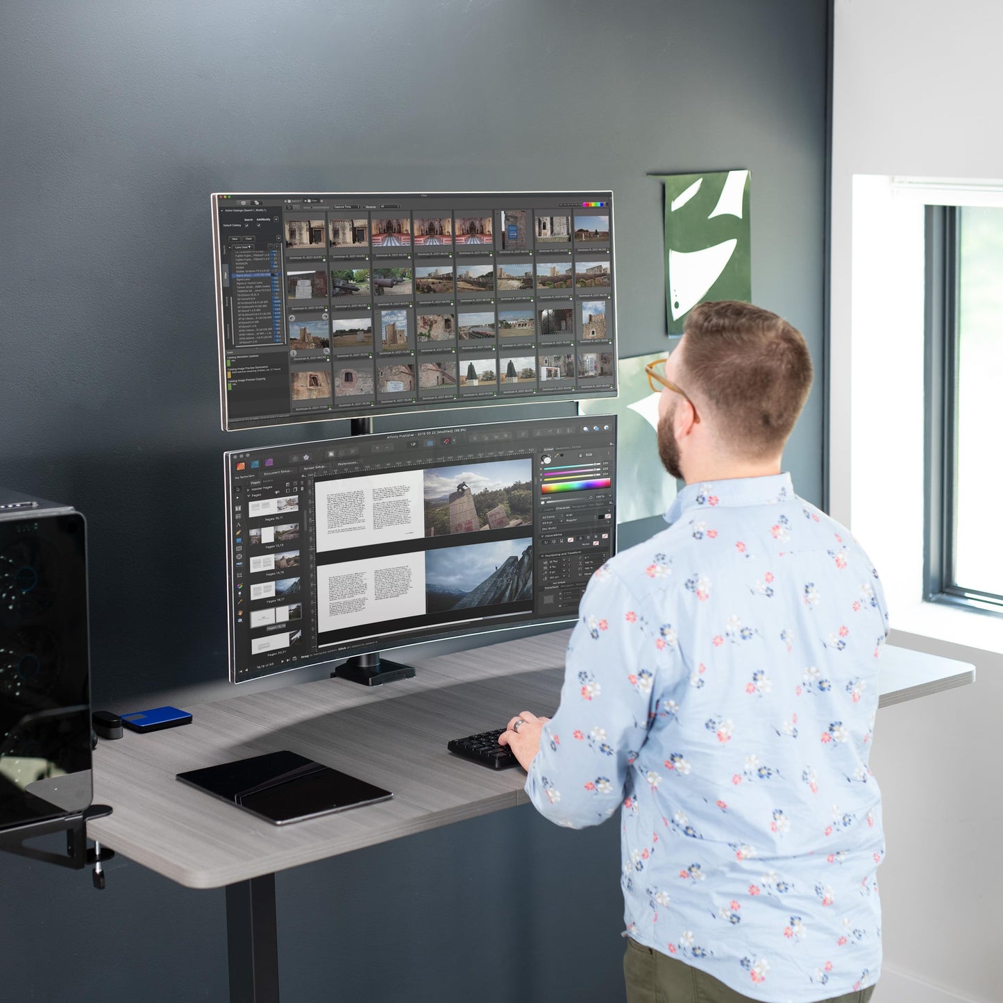 VIVO Dual Vertically Stacked Ultra-Wide Monitor Desk Mount with Extension Arms, Extra Tall Heavy Duty Adjustable Stand for 2 Ultrawide Screens up