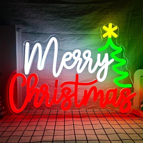 LED Neon Light for Wall Decor - Dimmable Acrylic Neon Sign Merry Christmas Light up Sign for Xmas Party Decor Gifts