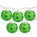 Northlight Shamrock St. Patrick's Day Paper Lantern Patio Lights - Green - 8.5' White Wire - 10ct