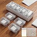 Alouxop 8 Individual Cable Organizer Boxes With Base, Cord Storage Organizer With Labels And Cable Straps For Charging Cables, Adapters, Earphones And