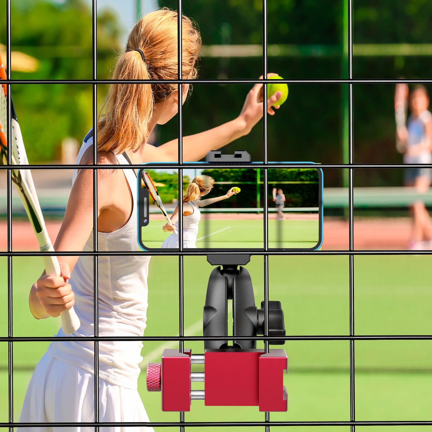 aoeyoo Smartphone Fence Mount for Tennis & Pickleball Training, Adjustable Retractable, 360 Swivel, Compatible with iPhone, Android, Mevo Start, AKASO