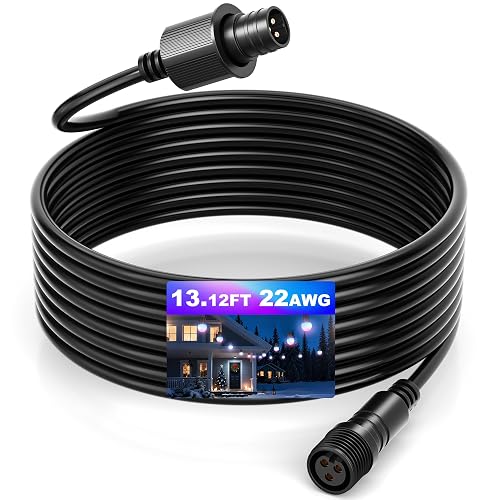 13.12ft Smart Outdoor String Lights Extension Cord,4m Power Cable with 3-Pin Plug?Compatible with Go-ve Smart Outdoor String Lights 2 H7039 H7038