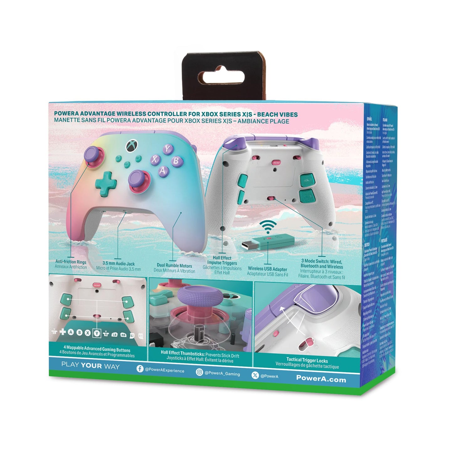 PowerA Advantage Wireless Controller for Xbox Series X|S - Beach Vibes, Officially Licensed, Hall Effects to prevent stick drift, Bluetooth