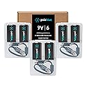 paleblue USB Rechargeable 9V Batteries (6-Pack) - 4500mWh Lithium Ion, 1000+ Charge Cycles, Includes (3) 2-in-1 USB-A to USB-C Charging Cables, LED…