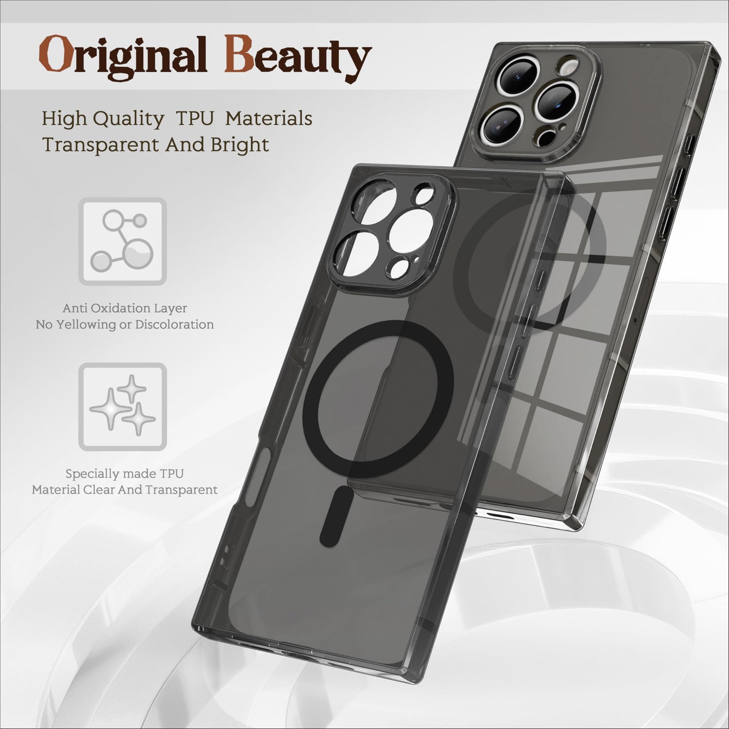 IAIYOXI Rectangle Edge Magnetic Clear Case for iPhone 17 Pro Max, Compatible with MagSafe, Full Camera Protection & Reinforced Corners, Thin Slim