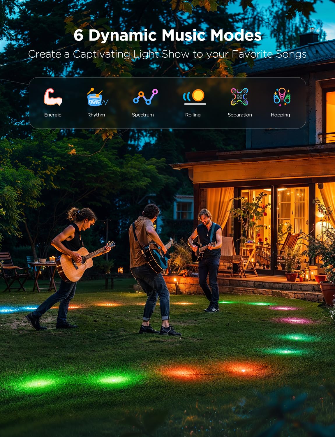Govee Outdoor Ground Lights 2, 50ft Patio Decorations, 15 Pack RGBIC Pathway Lights with 100LM Warm White, IP67 Waterproof, 63 Scene Modes, Works