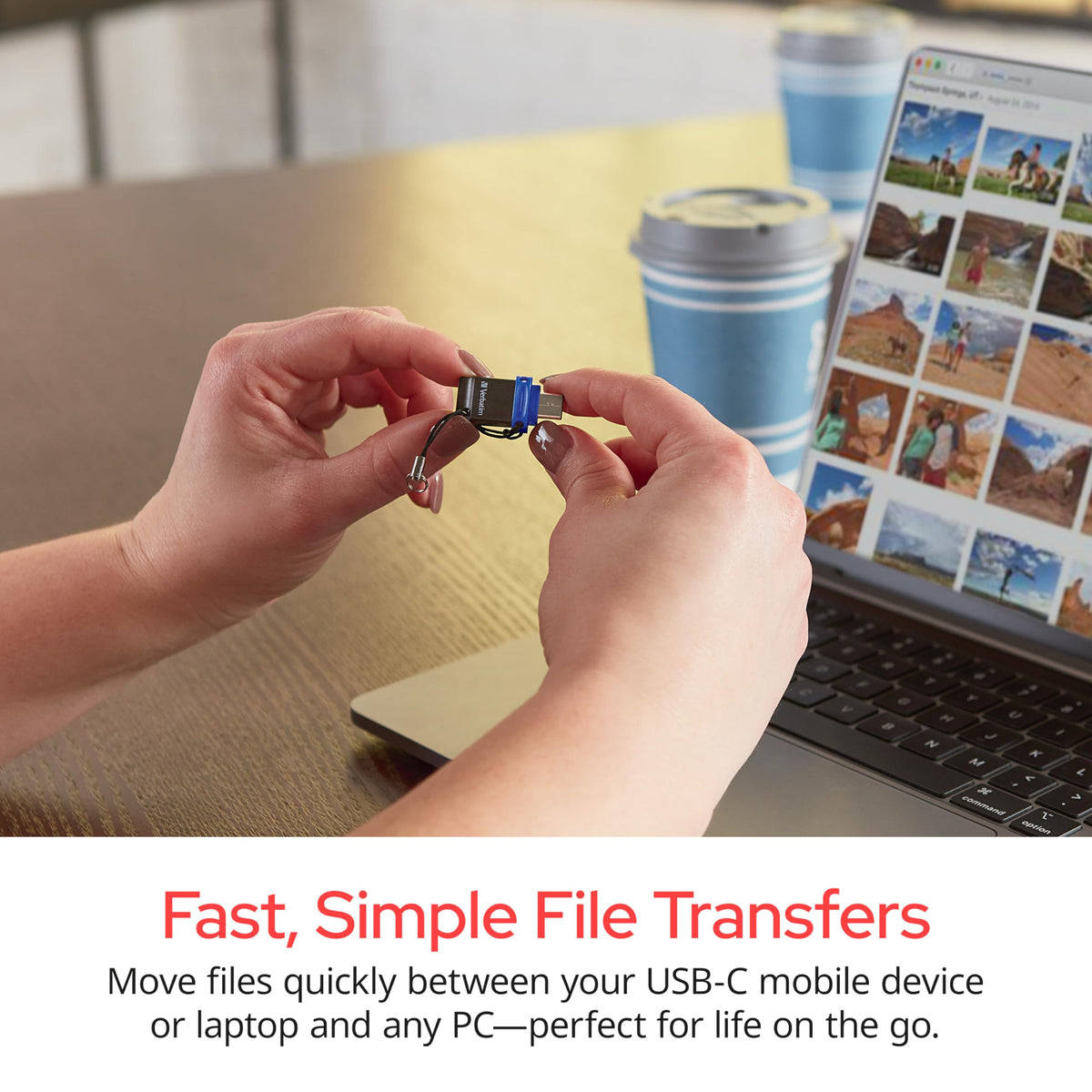 Verbatim 128GB Store 'n' Go Dual USB 3.2 Flash Drive, USB-C/USB-A - Blue