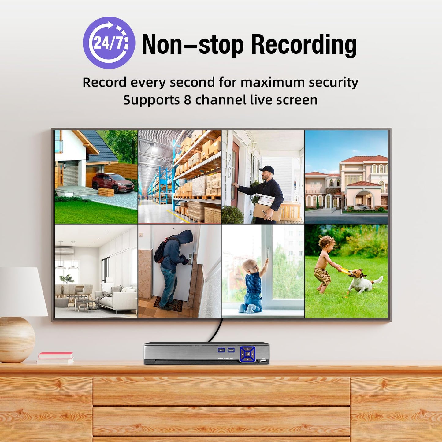 TOWODE 5MP 8Channel Security Camera DVR System H.265+ Surveillance DVR Recorder for up to 5MP AHD/TVI/CVI/CVBS/IP Cameras, Remote Access, Smart