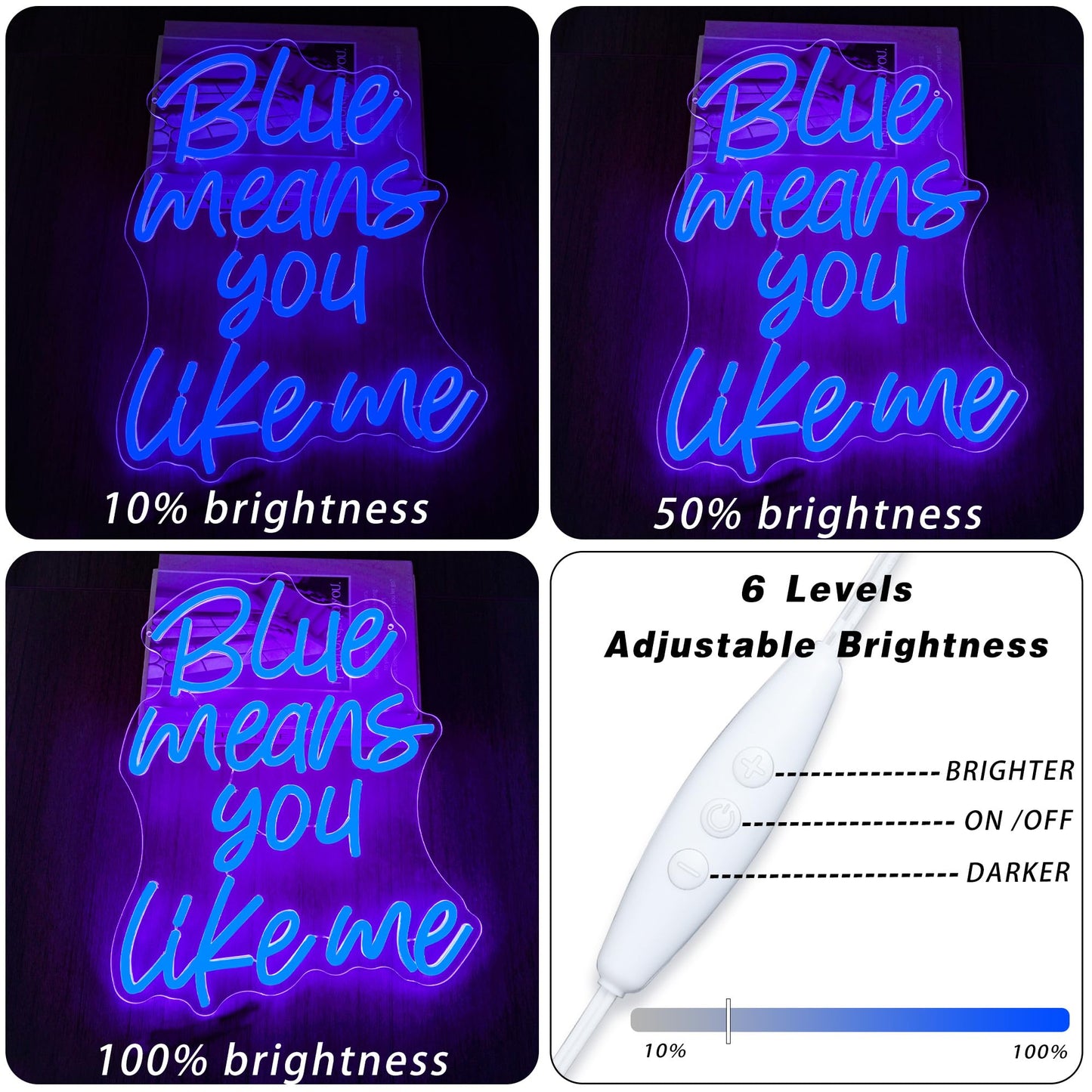 Blue Means You Like Me Neon Sign LED Light for Teen Room Decor, Aesthetic Blue Wall Art for Bedroom, Romantic Quote Glow Lamp for Soft Girl Room(12.5