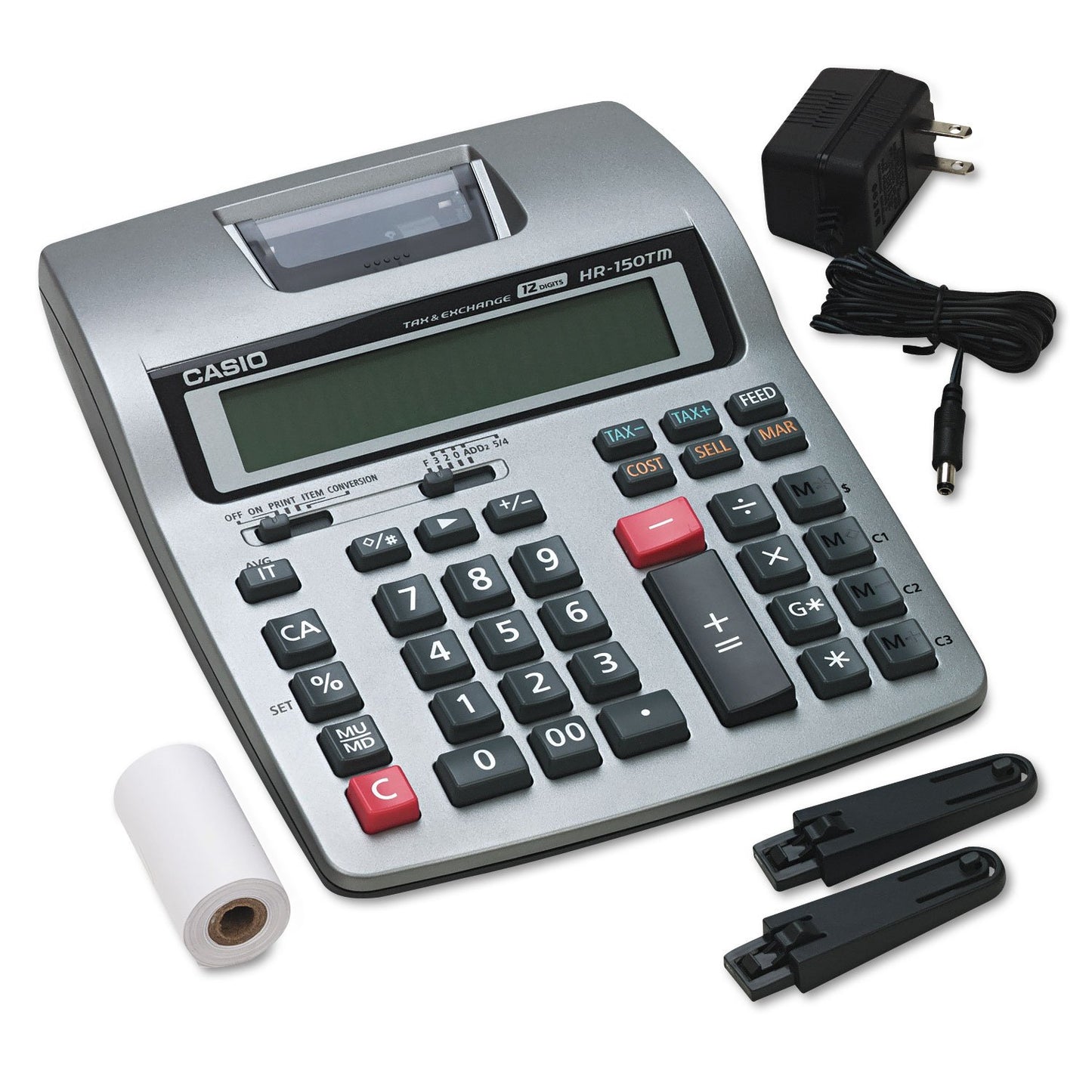Casio HR150TM HR-150TM Two-Color Printing Calculator, Black/Red Print, 2.4 Lines/Sec