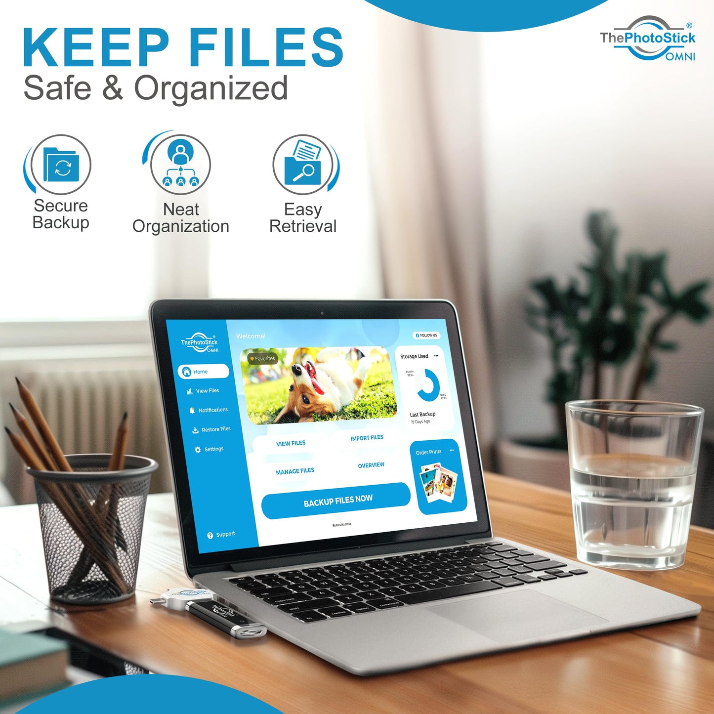 ThePhotoStick® Omni 128GB + Protective Case - Secure Photo & Video Backup and Transfer, Digital File Organization, USB & Multiport Connection