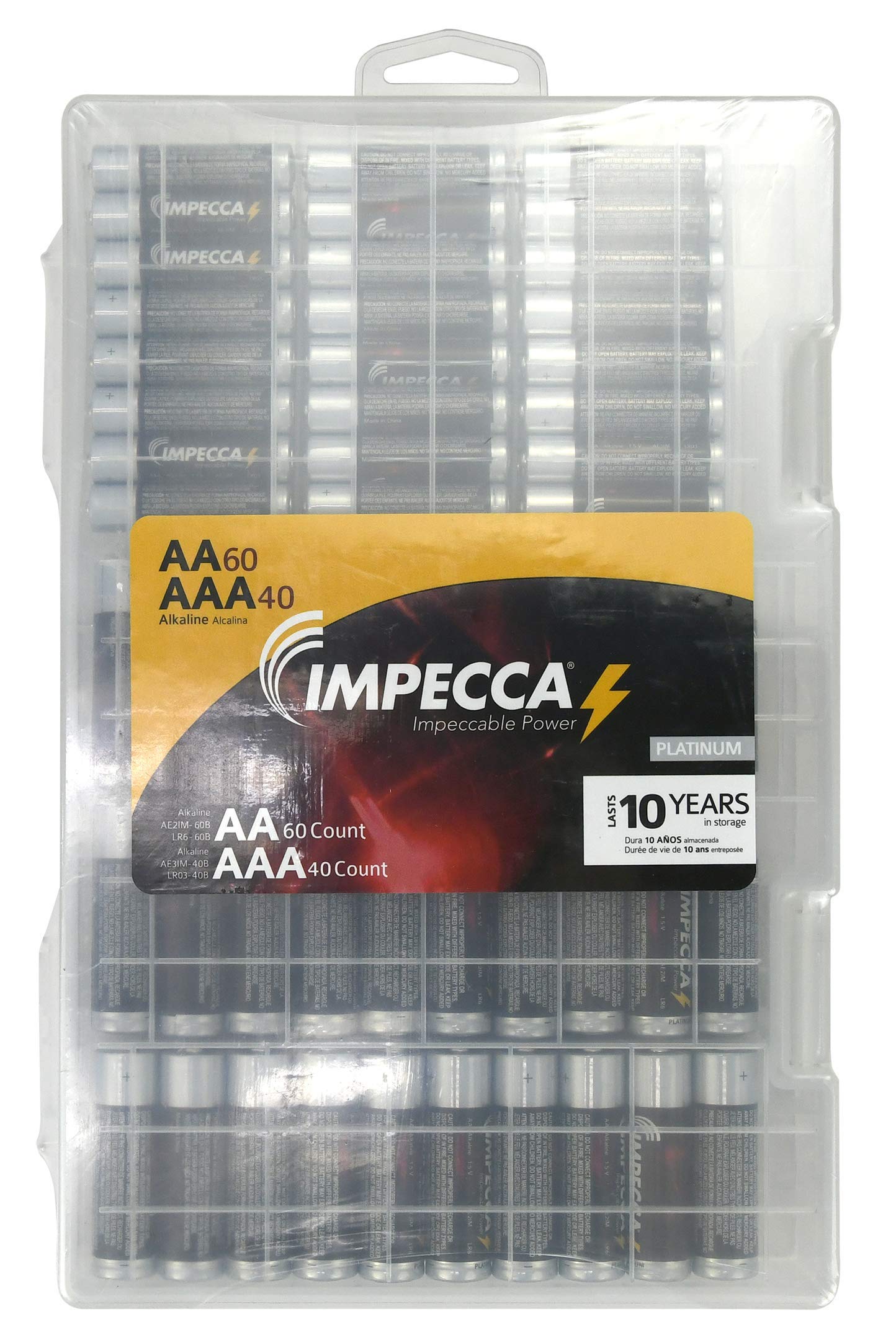 Impecca AA and AAA Batteries Combo Pack (100 Pack) High-Performance Alkaline Battery, AA 60 Count AAA 40 Count, Leak-Resistant, and Long-Lasting…