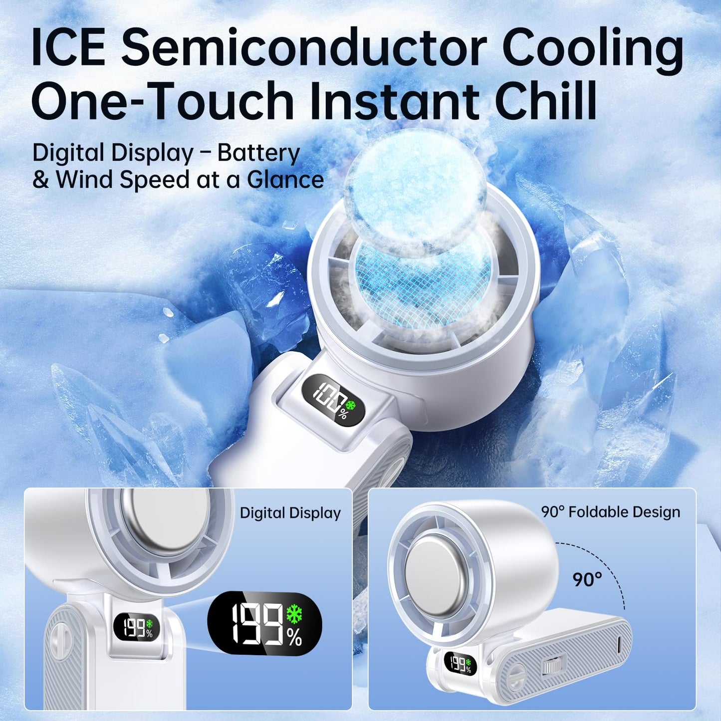 Coolhill Handheld Portable fan with Turbo Cooling 5500mAh 199 Speeds