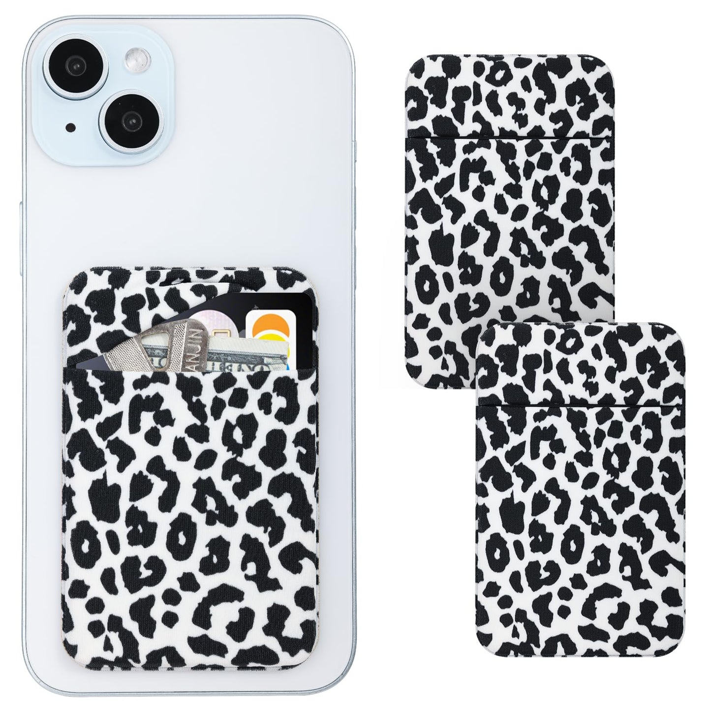 Vigdit Credit Card Holder Phone Wallet Stick On, 2 Pack Adhesive Cell Phone Sleeve for iPhone/Samsung/Android,Cute Sticky Wallet Phone Case