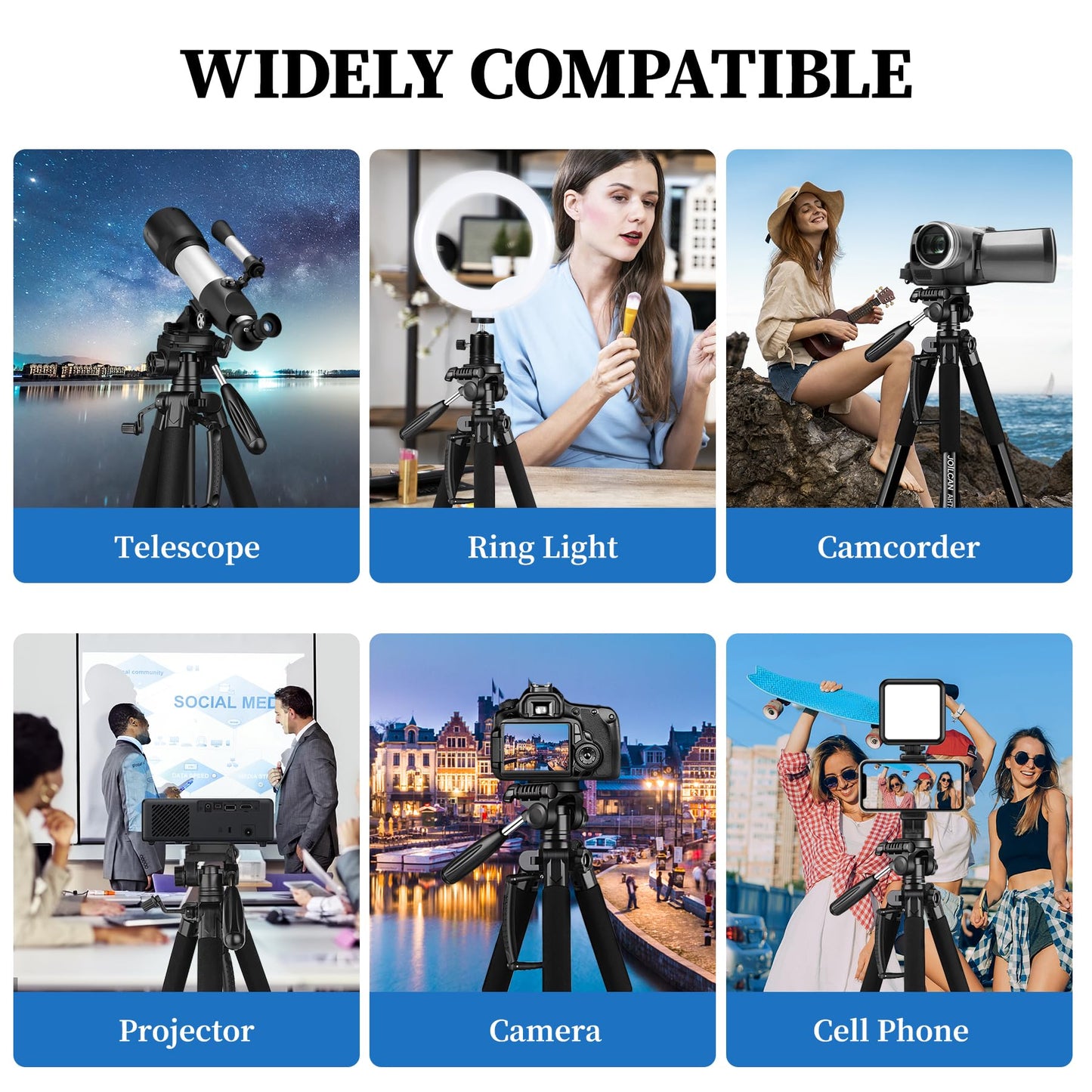 JOILCAN Tripod Camera Tripods, 74" Tripod for Camera Phone Video Recording, Heavy Duty Cameras Tripod Stand, Professional Travel DSLR Tripods