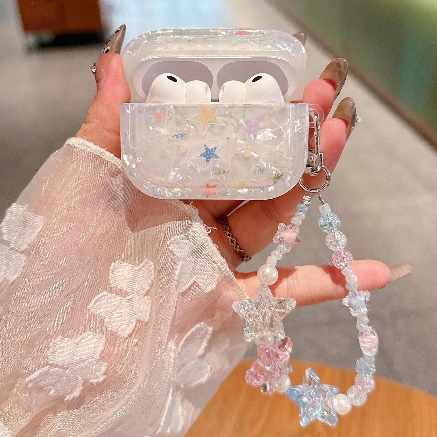 PHOEACC for AirPod Pro 3 Case 2025 Cute Dream Shell Pearl Shockproof Protective Cover with Strap Keychain Compatible for AirPods Pro 3rd Generation