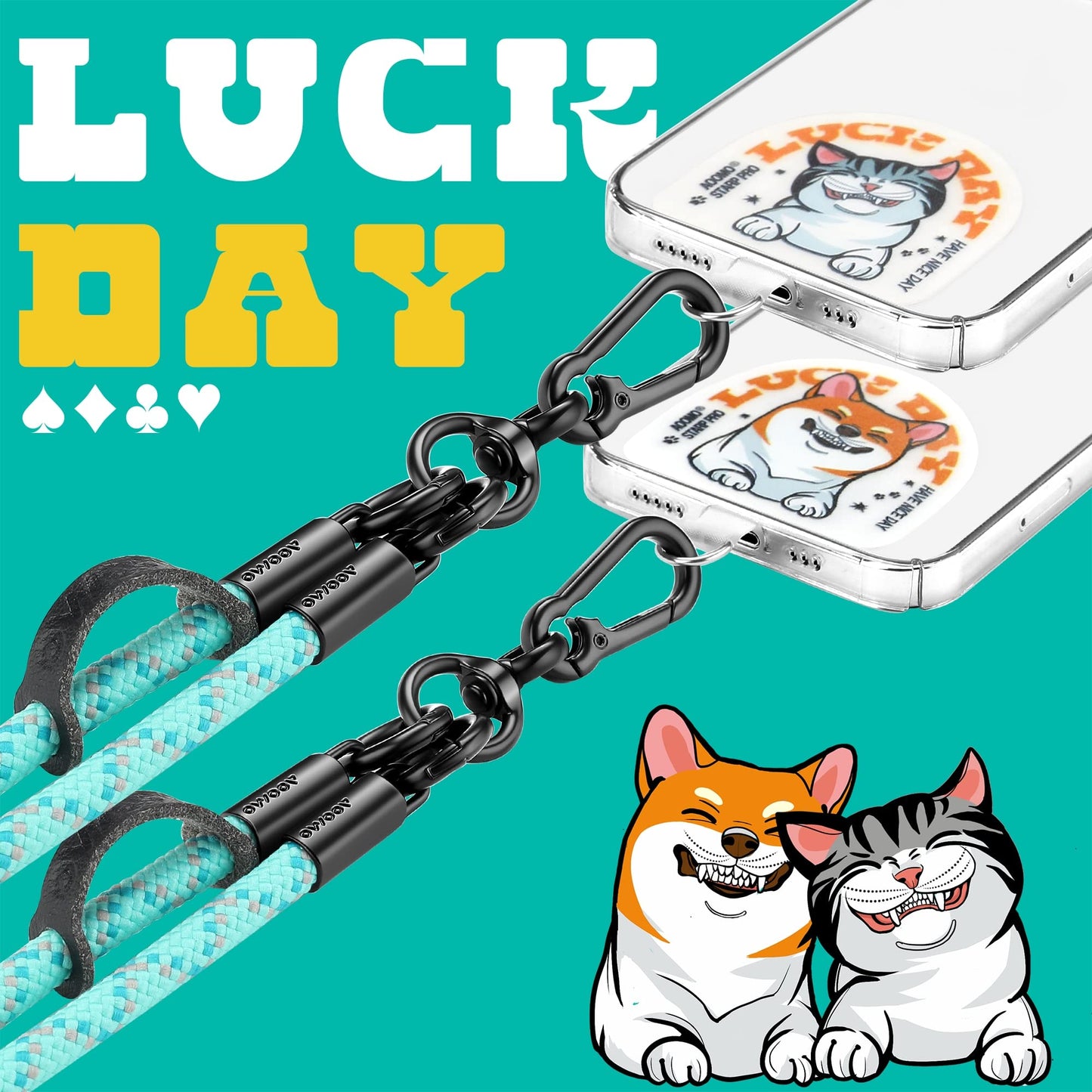 AOOMO Cell Phone Lanyard, Universal Adjustable Detachable Nylon Crossbody Lanyard,Necklace Lanyard & Wrist Strap with Phone Patch for All