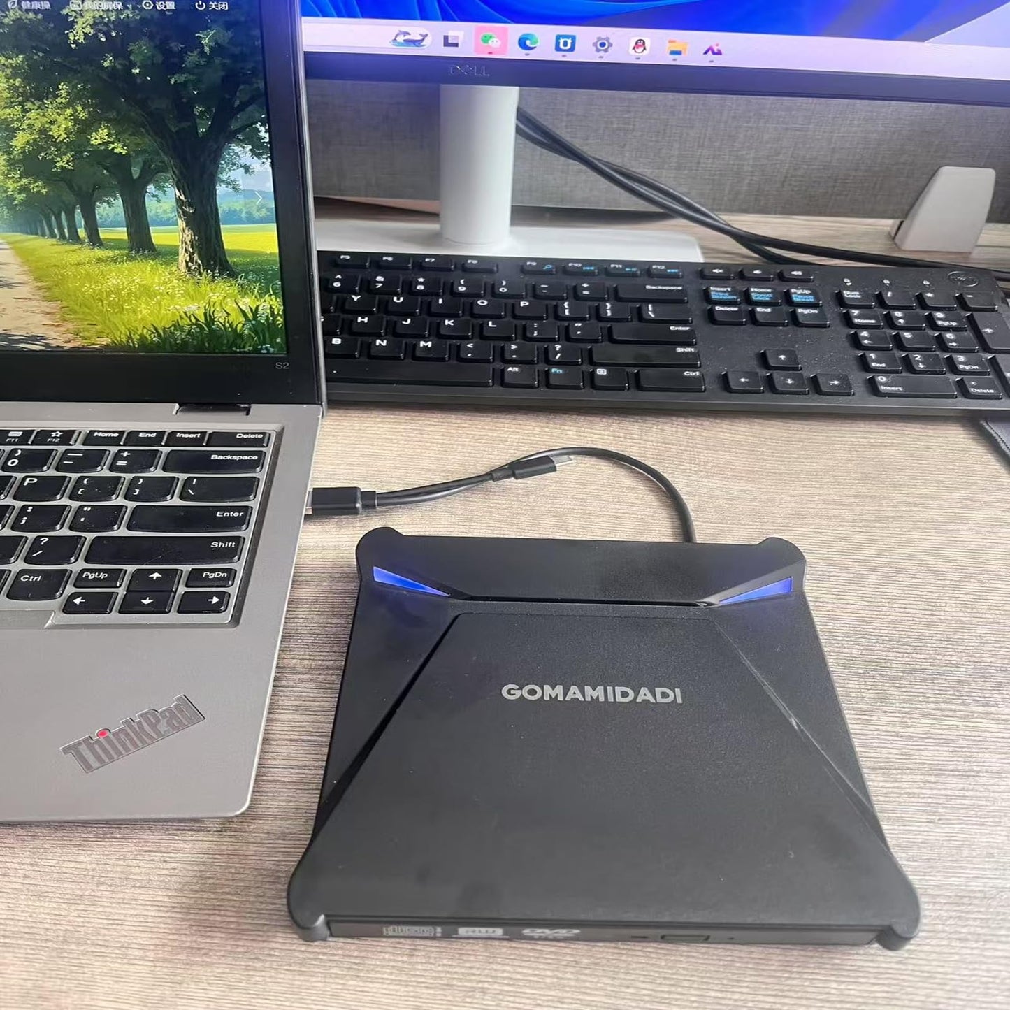 GOMAMIDADI Slot-Loading External DVD CD Drive, USB 3.0 & Type-C Portable Burner & Reader for Laptop, PC, Mac, Windows 11/10/8/7, Plug & Play, Compact