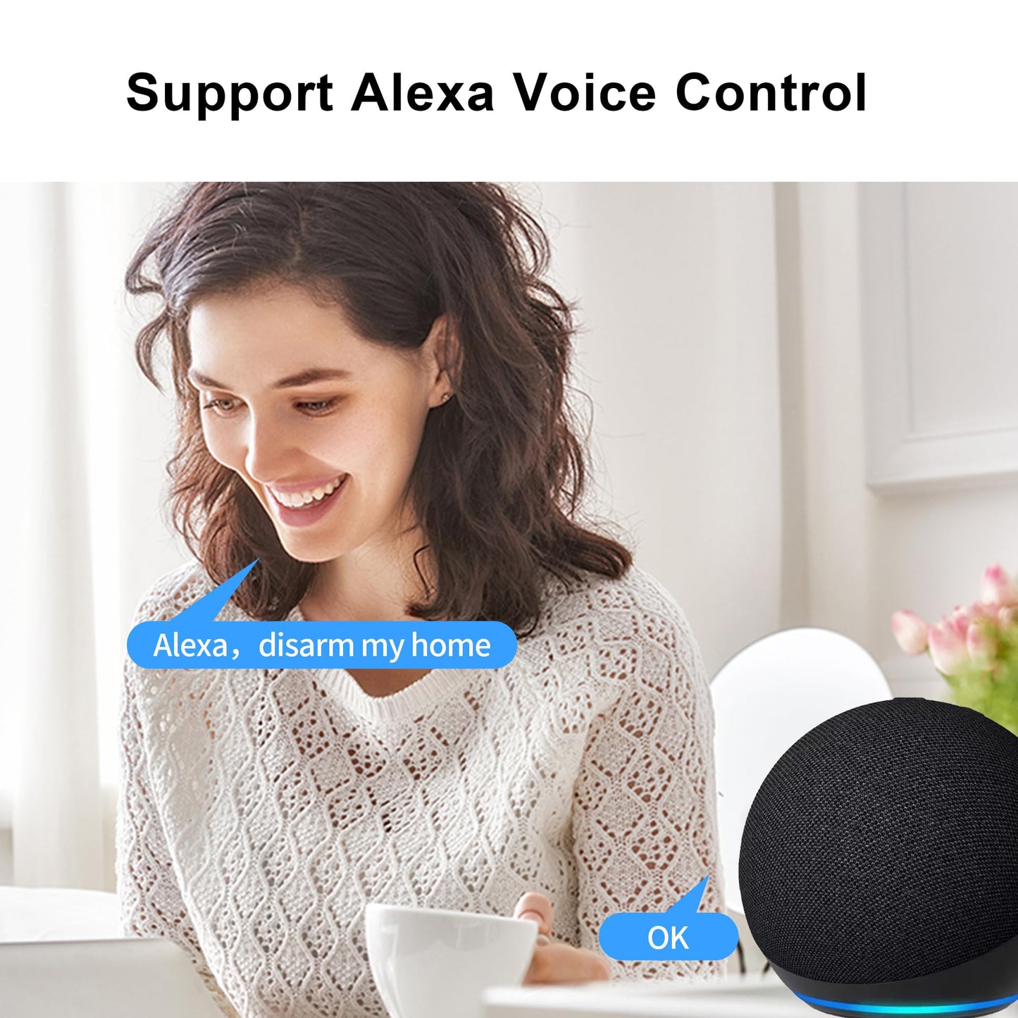 2G WiFi Alarm System, Compatible with Google Home and Alexa Wireless Security System, Motion Detector, Anti-Theft Kit with Siren, Sensor Ports Protect