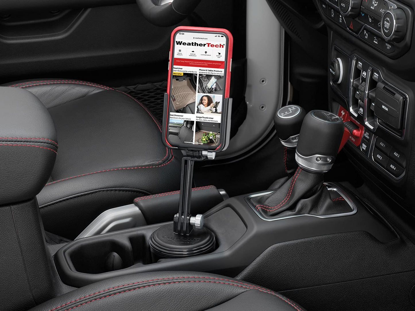 WeatherTech CupFone Two View with Extension - Adjustable, Universal Cup Holder Cell Phone Mount Car & Truck Accessory - Best Design for iPhone