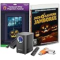 HoliScapes® USB Projector Kit - AtmosFX Jack-O-Lantern Jamboree USB + Projector + 48" x 72" Large White Holographic Screen for Halloween Projection