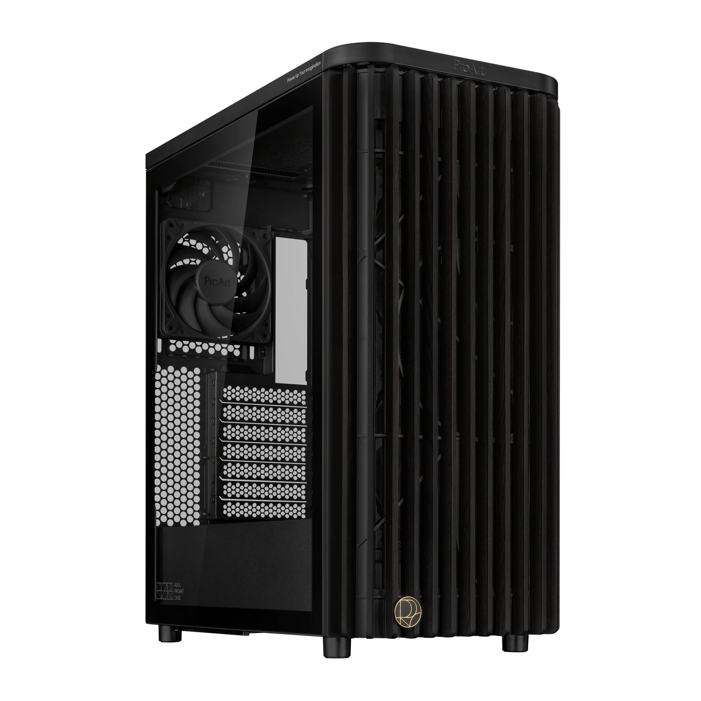 ASUS ProArt PA401 Wood Edition ATX Mid-Tower PC Case - Tempered Glass, FSC-Certified Wooden Front Panel, Dual 160mm Fans, Power & Reset Button Lock