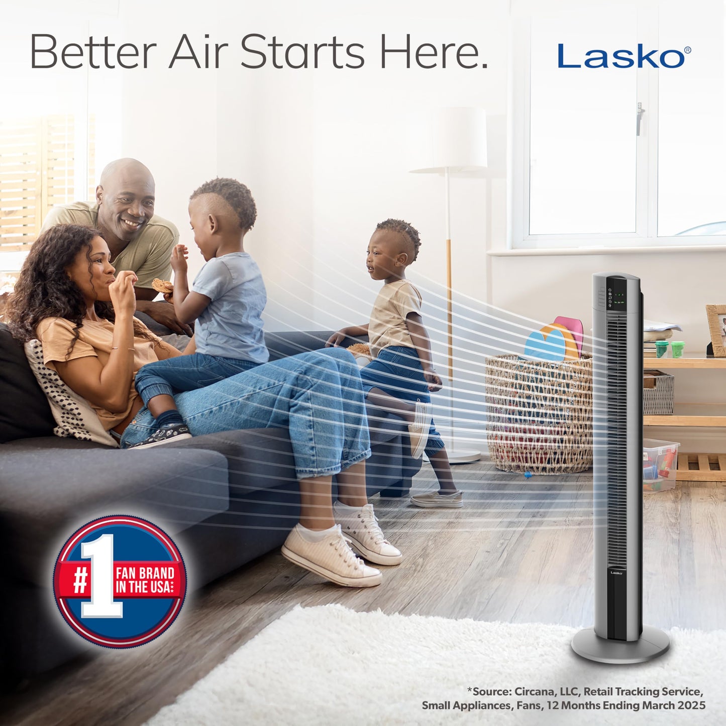 Lasko Oscillating Tower Fan with Remote - 48" - T48314 - Gray