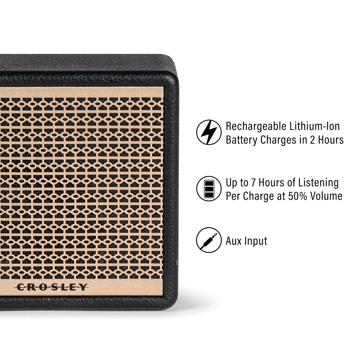 Crosley CR3114A-BK Montero Mini Portable Rechargeable Bluetooth Speaker, Black
