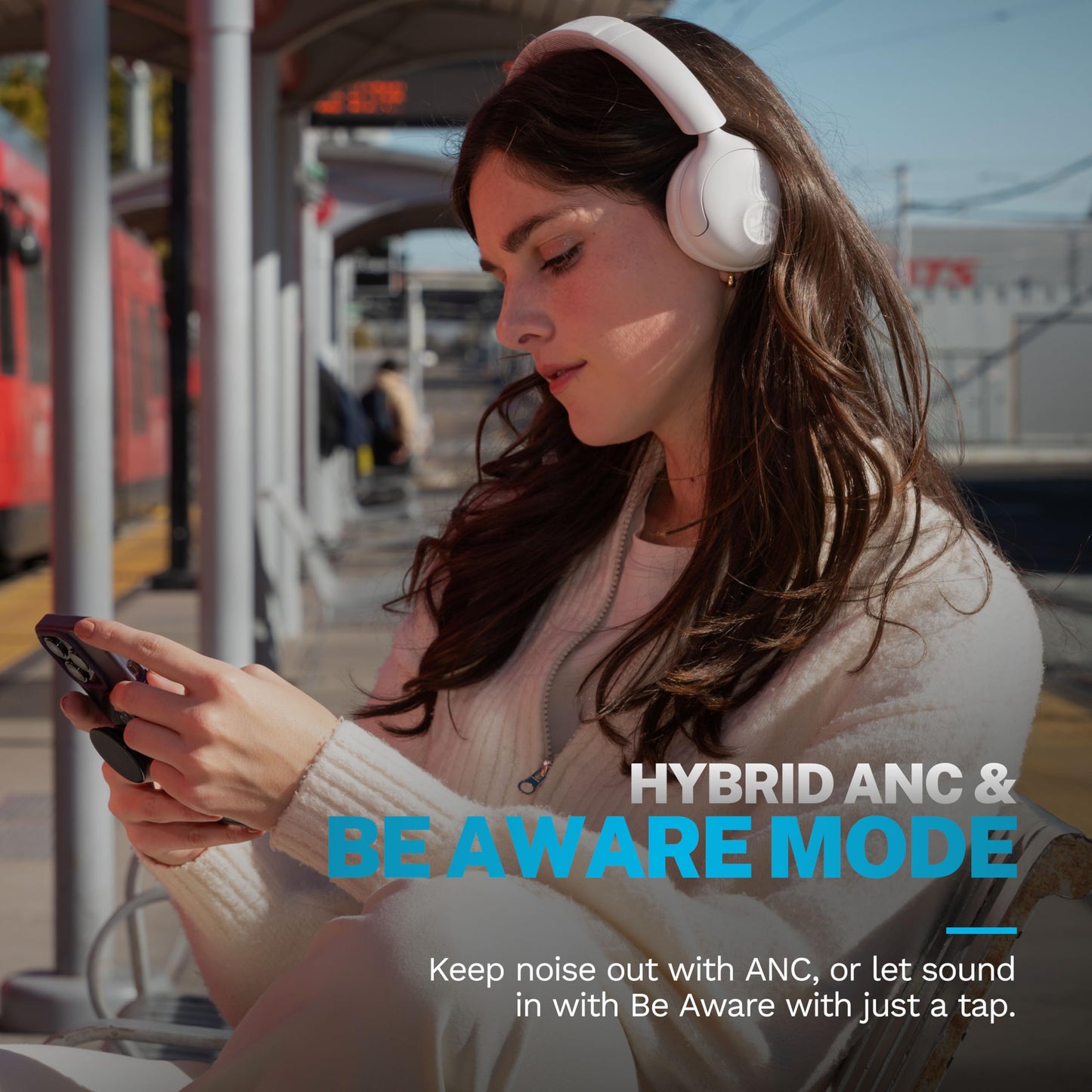 JLab, Go Lux ANC, On Ear Headphones, Active Noise Cancelling, Bluetooth MultIPoint, Cloud White