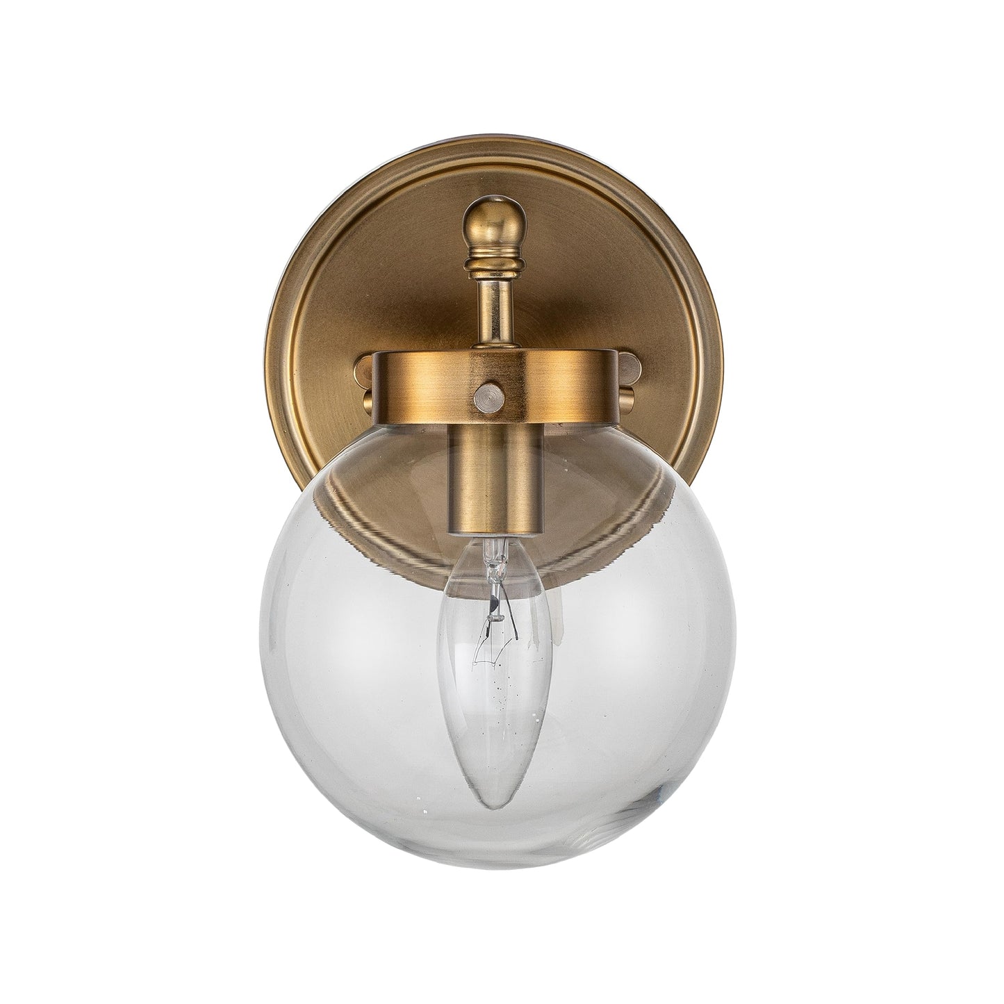 Aspen Creative 62338-13-1, One-Light Metal Bathroom Vanity Wall Light Fixture, 5" Wide, Transitional Design in Warm Brass