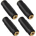 Brvlsoc 3.5mm Stereo Jack Female-to-Female Audio Adapter (4-Pack) - Gold-Plated Coupler Connector for Extending 3.5mm AUX Cables