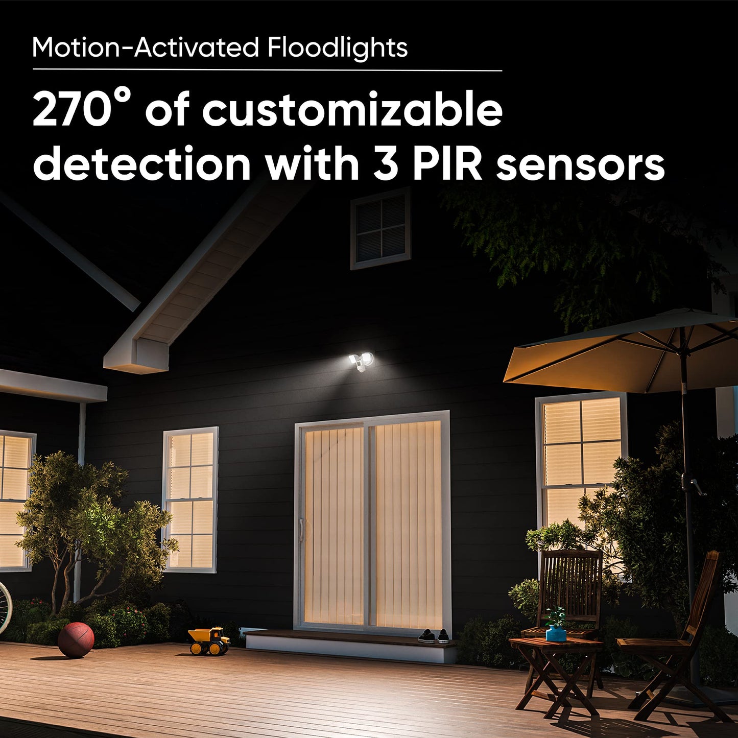 Wyze Cam Floodlight with 2600 Lumen LEDs, Wired 1080p HD IP65 Outdoor Smart Security Camera, Color Night Vision, 270-Degree Customizable Motion