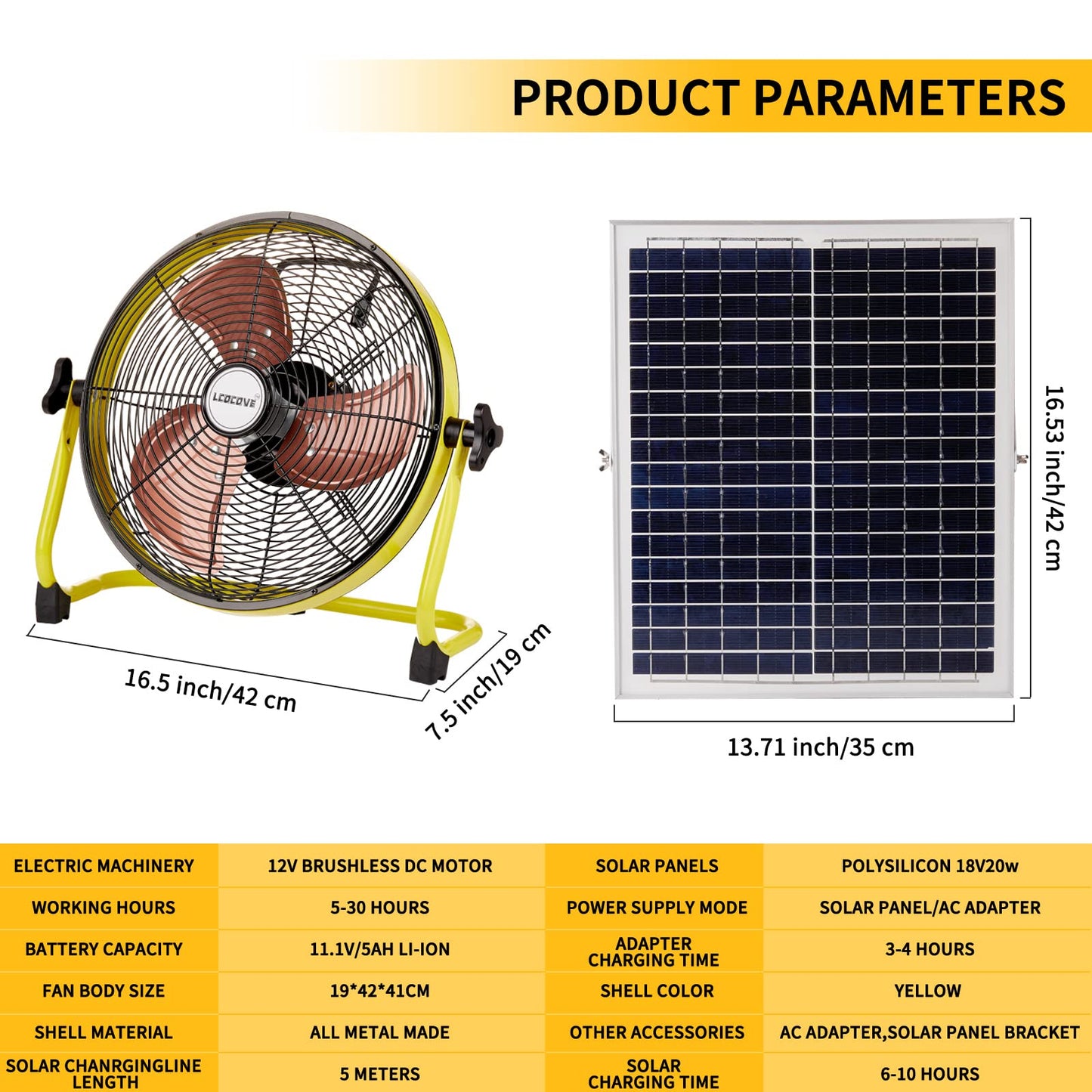 lcocove Solar Powered Fan, Battery Operated Outdoor Fan Can Running 5-24 Hours, Solar Fans For Shed,Home?Ouside,Camping?Solar fan with USB Output